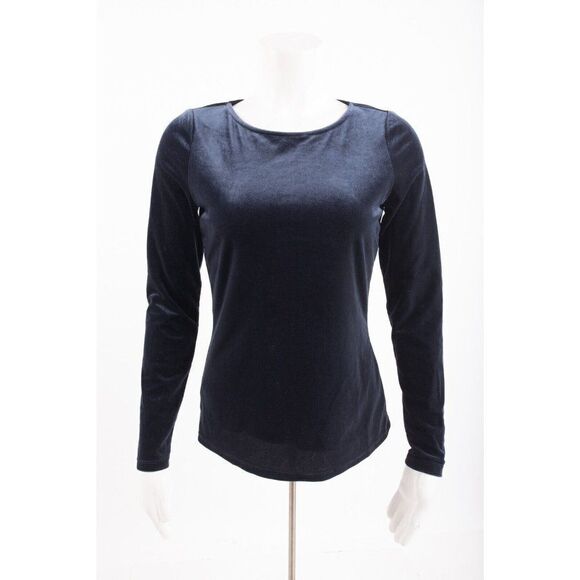 Boden Womens Velvet Shirt Top  UK 8 US 4 Navy Blue Long Sleeve NWOT - Picture 1 of 6